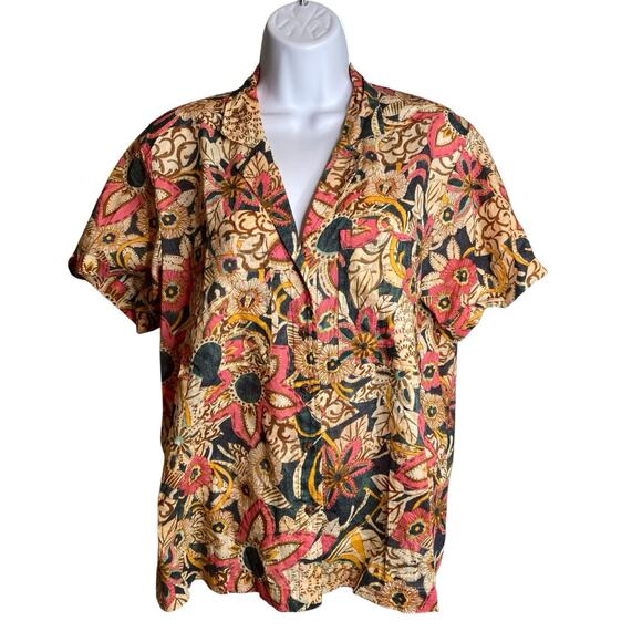 Anthropologie Pilcro Women's Floral Button Up Boho Blouse Size S Oversized - Picture 1 of 12